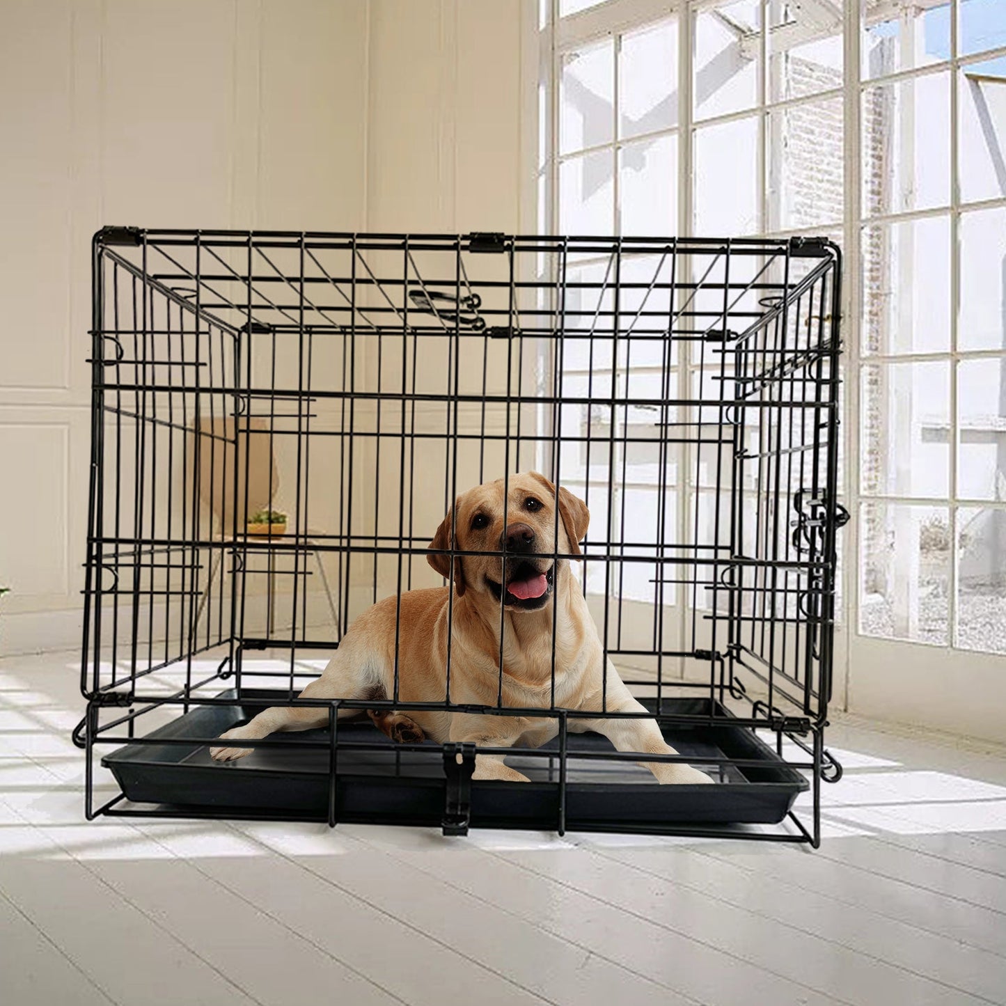 42 Pet Dog Cage Kennel Metal Crate Enlarged Thickened Reinforced Pet Dog House" - DogsDomain.com.au