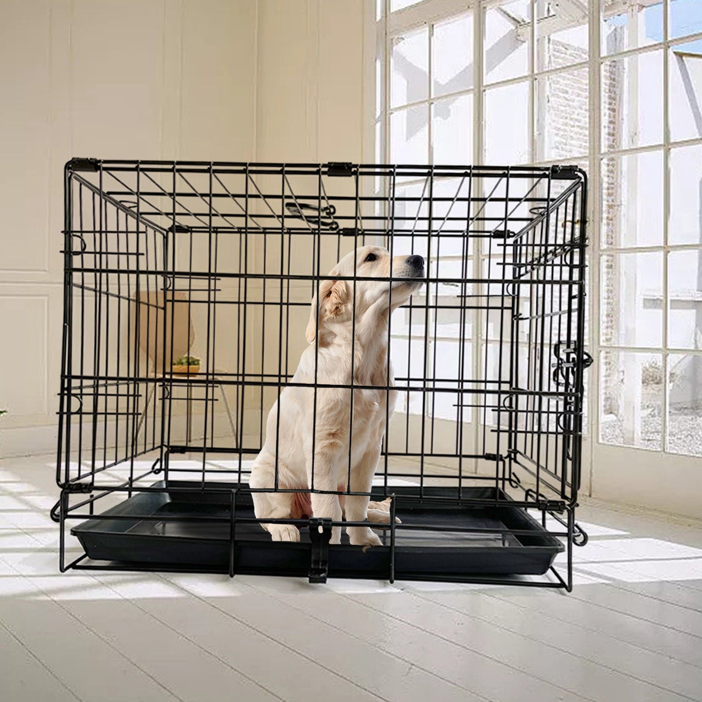 48 Inch Pet Dog Cage Kennel Metal Crate Enlarged Thickened Reinforced Pet Dog House - DogsDomain.com.au