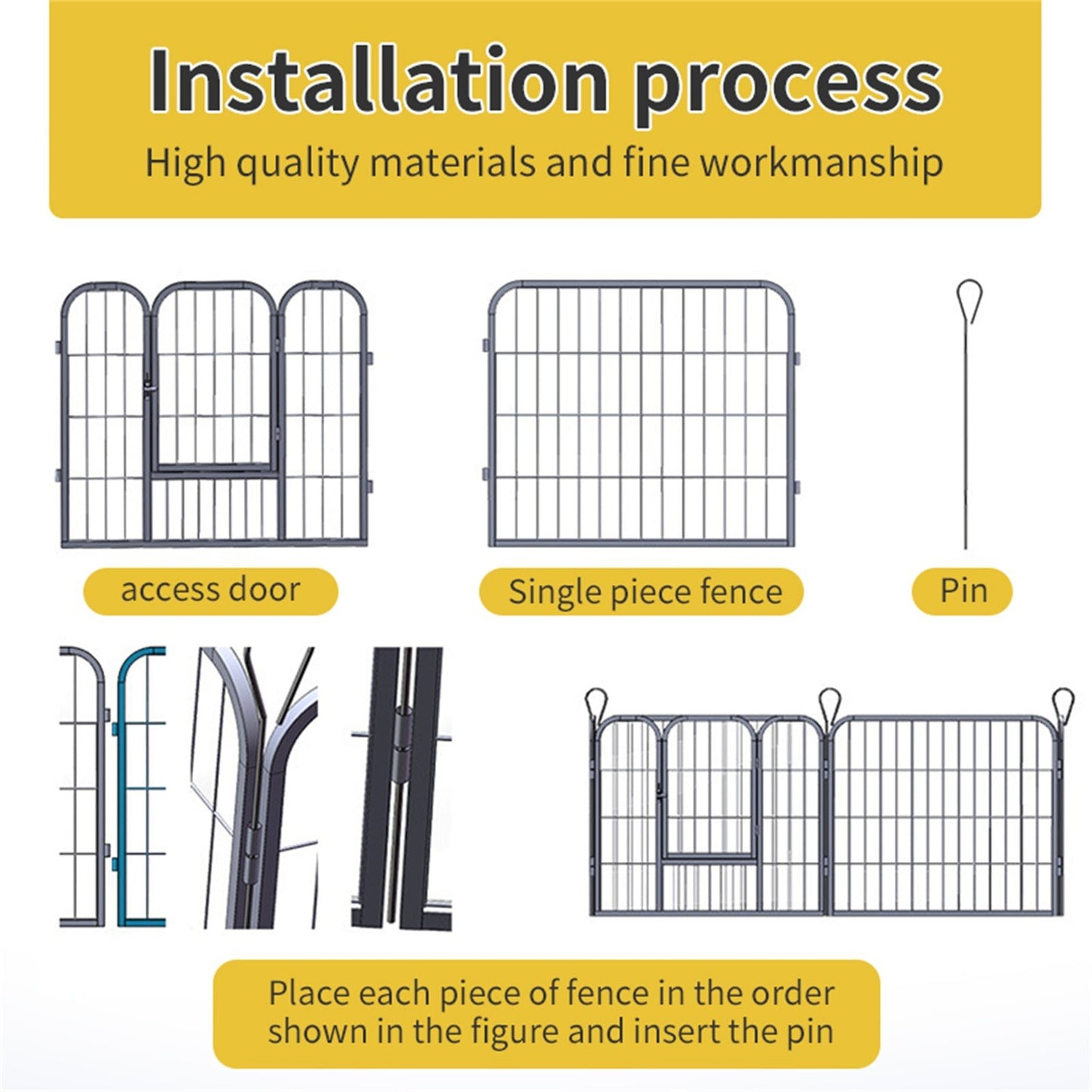 8 Panel Pet Dog Playpen Puppy Exercise Cage Enclosure Fence Foldable Play Pen L - DogsDomain.com.au