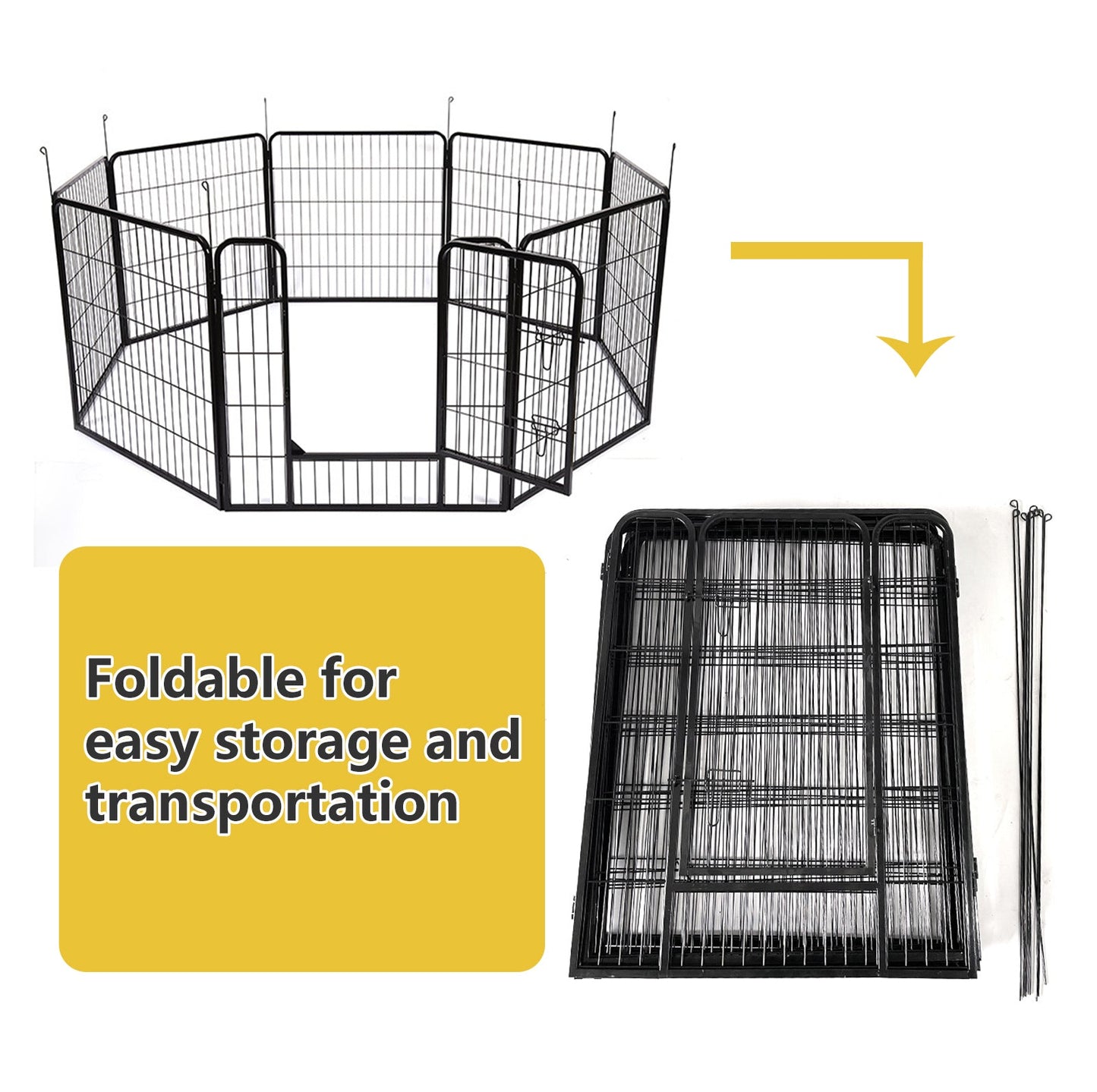 8 Panel Pet Dog Playpen Puppy Exercise Cage Enclosure Fence Foldable Play Pen L - DogsDomain.com.au