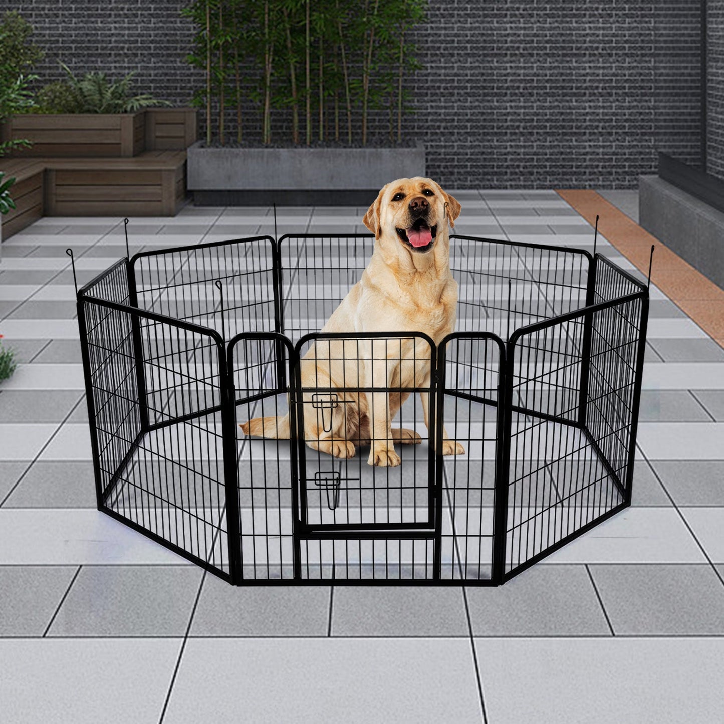 8 Panel Pet Dog Playpen Puppy Exercise Cage Enclosure Fence Foldable Play Pen L - DogsDomain.com.au