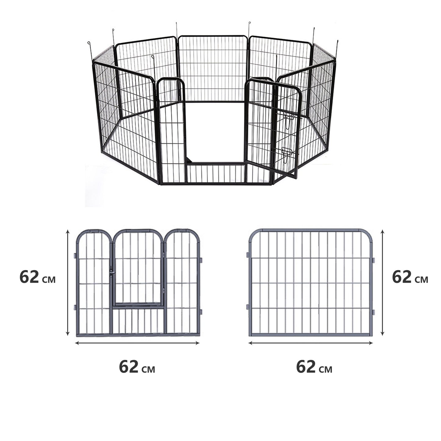 8 Panel Pet Dog Playpen Puppy Exercise Cage Enclosure Fence Foldable Play Pen L - DogsDomain.com.au