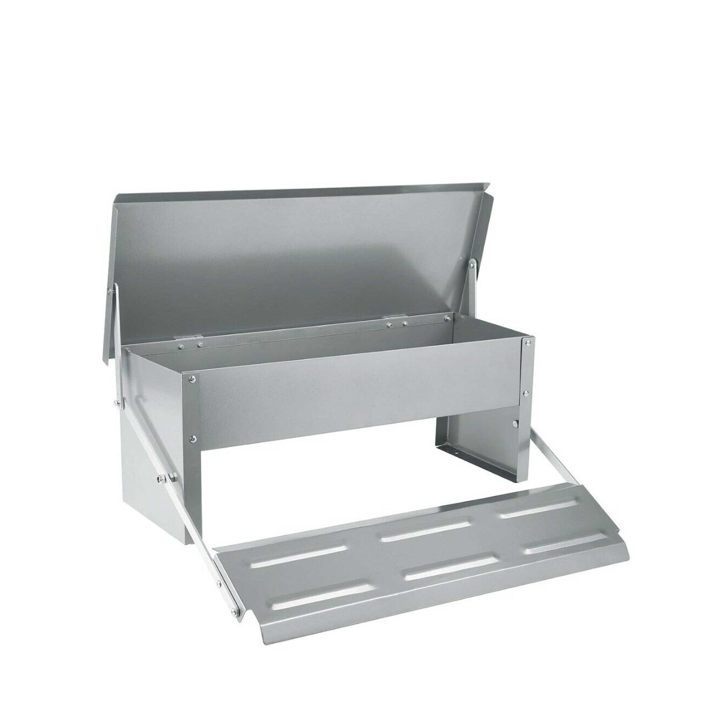 8L Automatic Chook Chicken Feeder Poultry Auto Treadle Aluminium Metal Coop - DogsDomain.com.au