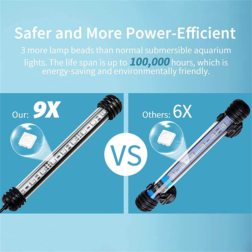 9LED Aquarium Fish Tank LED Light Bar Lamp 18cm Pool Submersible Waterproof Cool White - DogsDomain.com.au