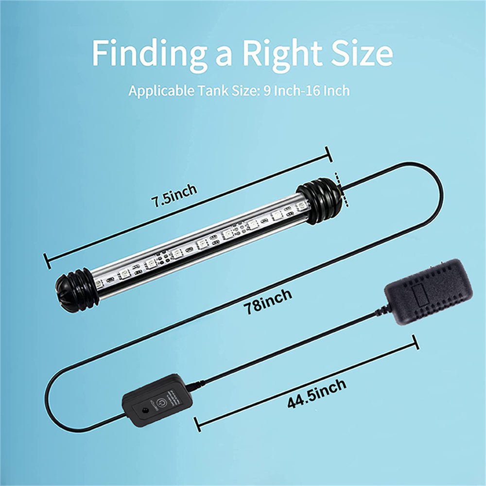 9LED Aquarium Fish Tank LED Light Bar Lamp 18cm Pool Submersible Waterproof Cool White - DogsDomain.com.au