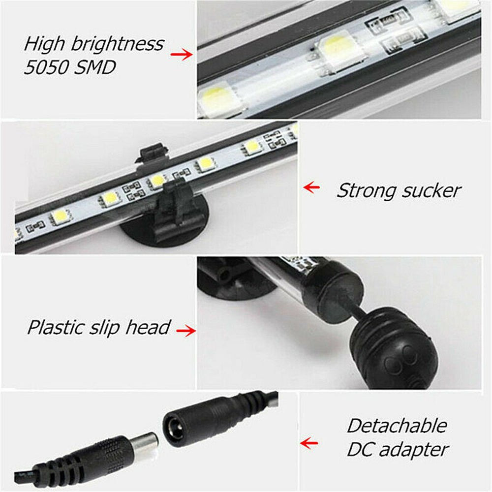 9LED Aquarium Fish Tank LED Light Bar Lamp 18cm Pool Submersible Waterproof Cool White - DogsDomain.com.au
