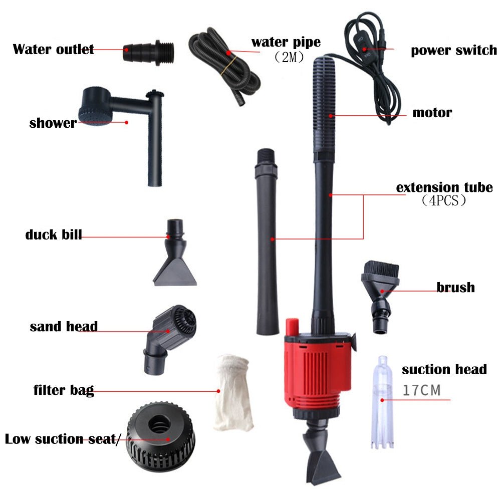 Aquarium Electric Siphon Pump Vacuum Cleaner Fish Tank Clean Water Change Gravel - DogsDomain.com.au