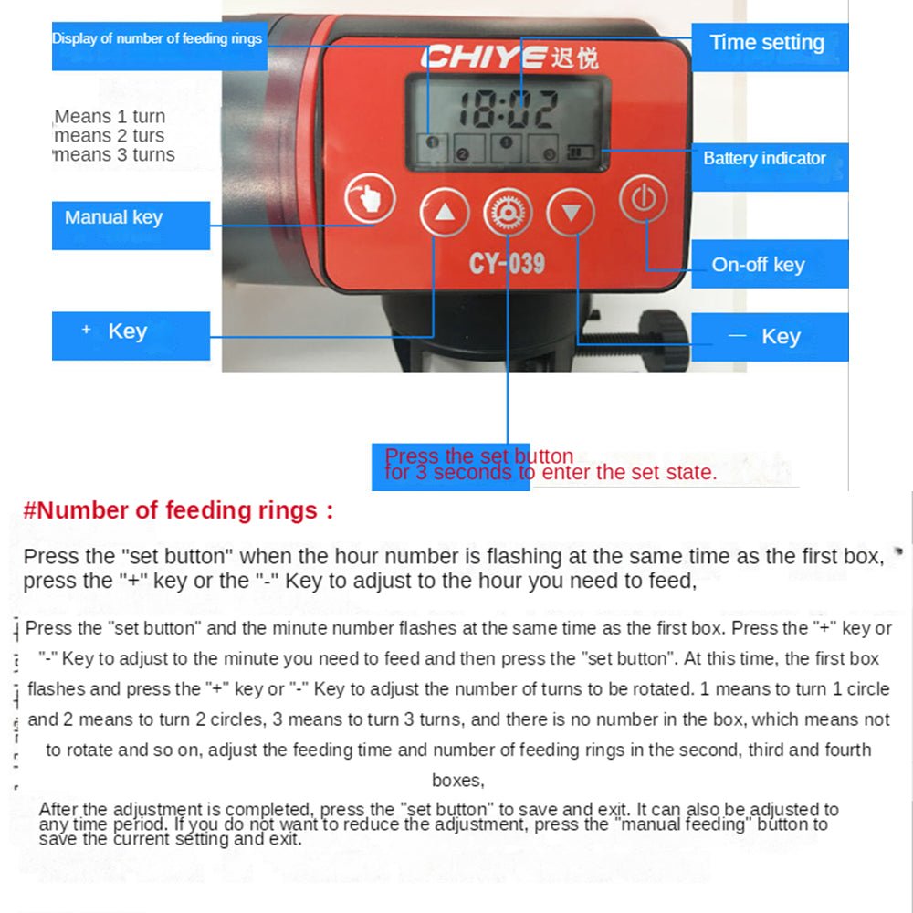 Automatic LCD Fish Feeder Smart Auto Food Dispenser Feeding Timer Aquarium Tank - DogsDomain.com.au