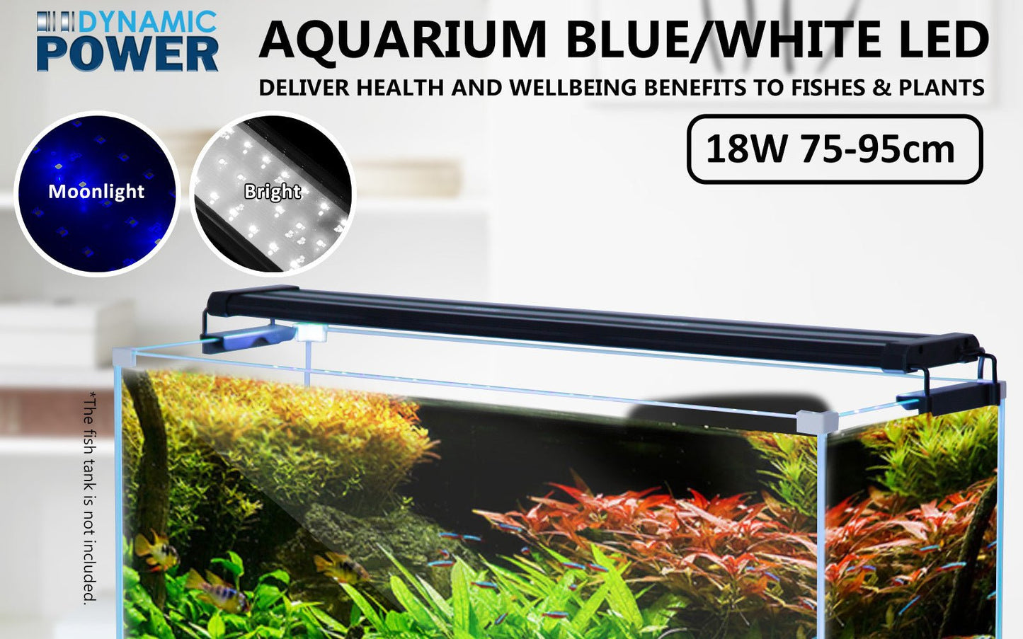 Dynamic Power 2 Set 18W Aquarium Blue White LED Light for Tank 75-95cm - DogsDomain.com.au