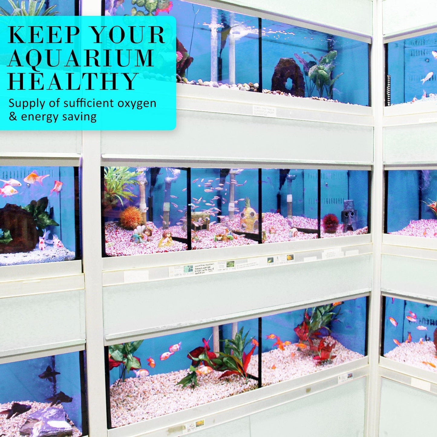Dynamic Power Aquarium Air Pump Oxygen Hydroponic 12 Outlet 4500L/H 65W - DogsDomain.com.au