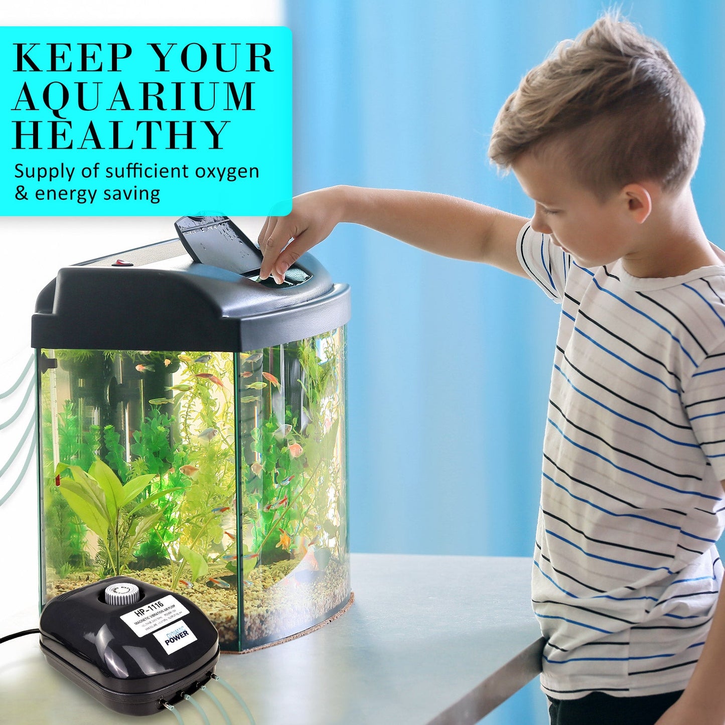 Dynamic Power Aquarium Air Pump Oxygen Hydroponic 4 Outlet 360L/H 13W - DogsDomain.com.au