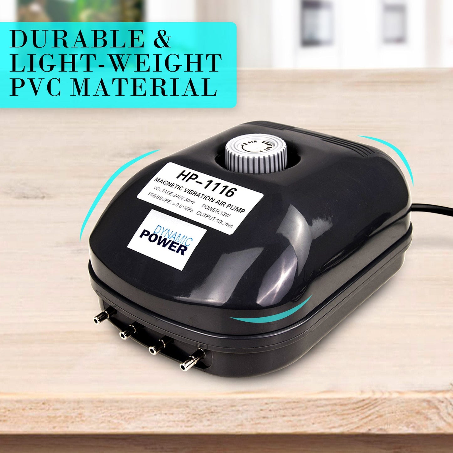 Dynamic Power Aquarium Air Pump Oxygen Hydroponic 4 Outlet 360L/H 13W - DogsDomain.com.au