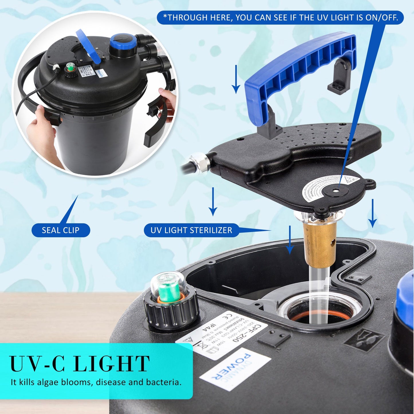 Dynamic Power Aquarium Garden UV Light Pond Filter Set 10000L/H - DogsDomain.com.au