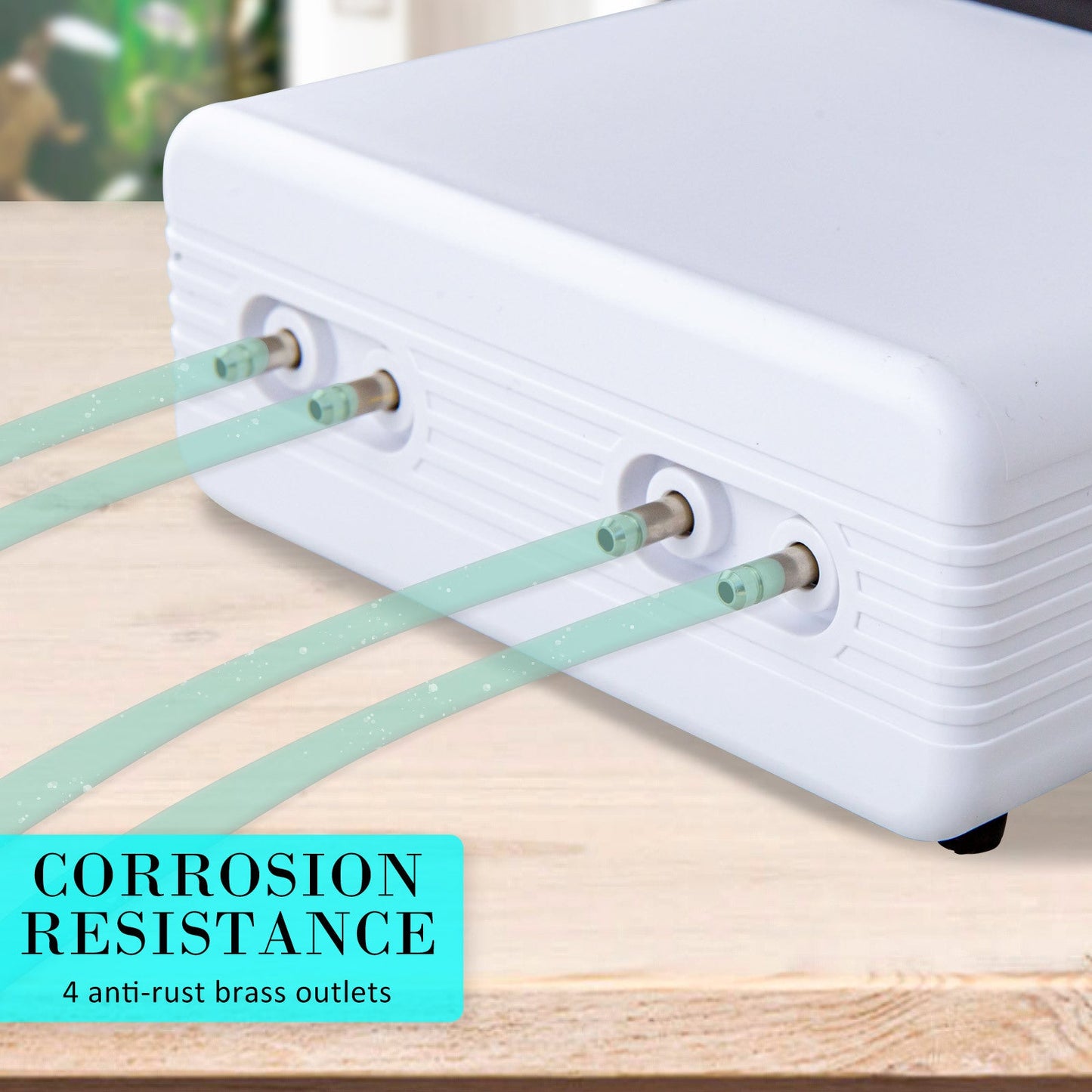 Dynamic Power White Aquarium Air Pump Oxygen Hydroponic 4 Outlet 670L/H 8W - DogsDomain.com.au