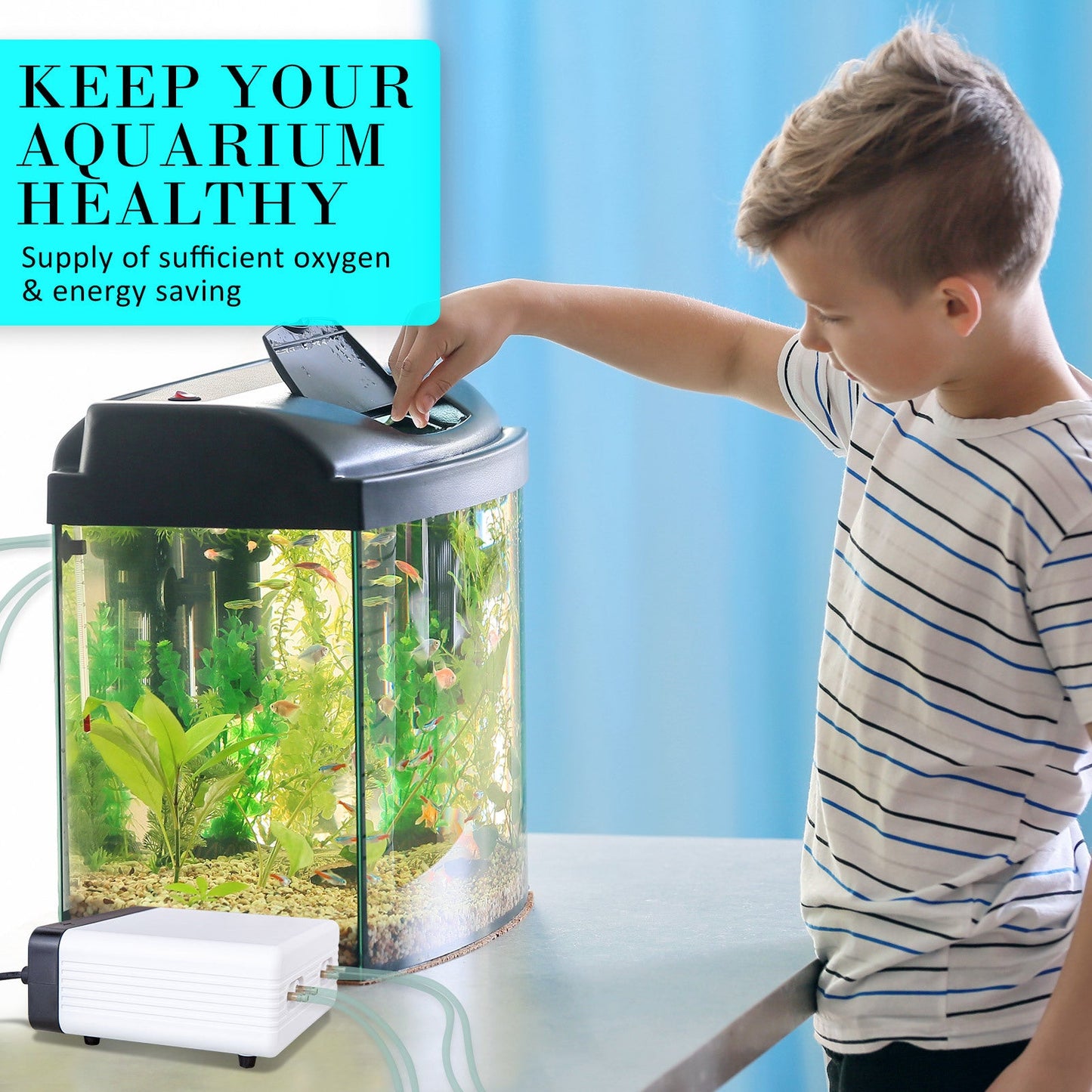 Dynamic Power White Aquarium Air Pump Oxygen Hydroponic 4 Outlet 670L/H 8W - DogsDomain.com.au