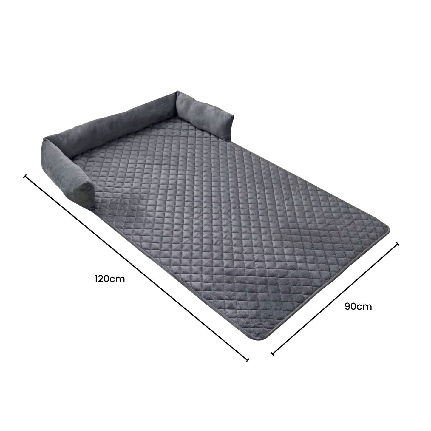 FLOOFI Pet Sofa Cover with Bolster L Size (Grey) FI-PSC-114-SMT - DogsDomain.com.au