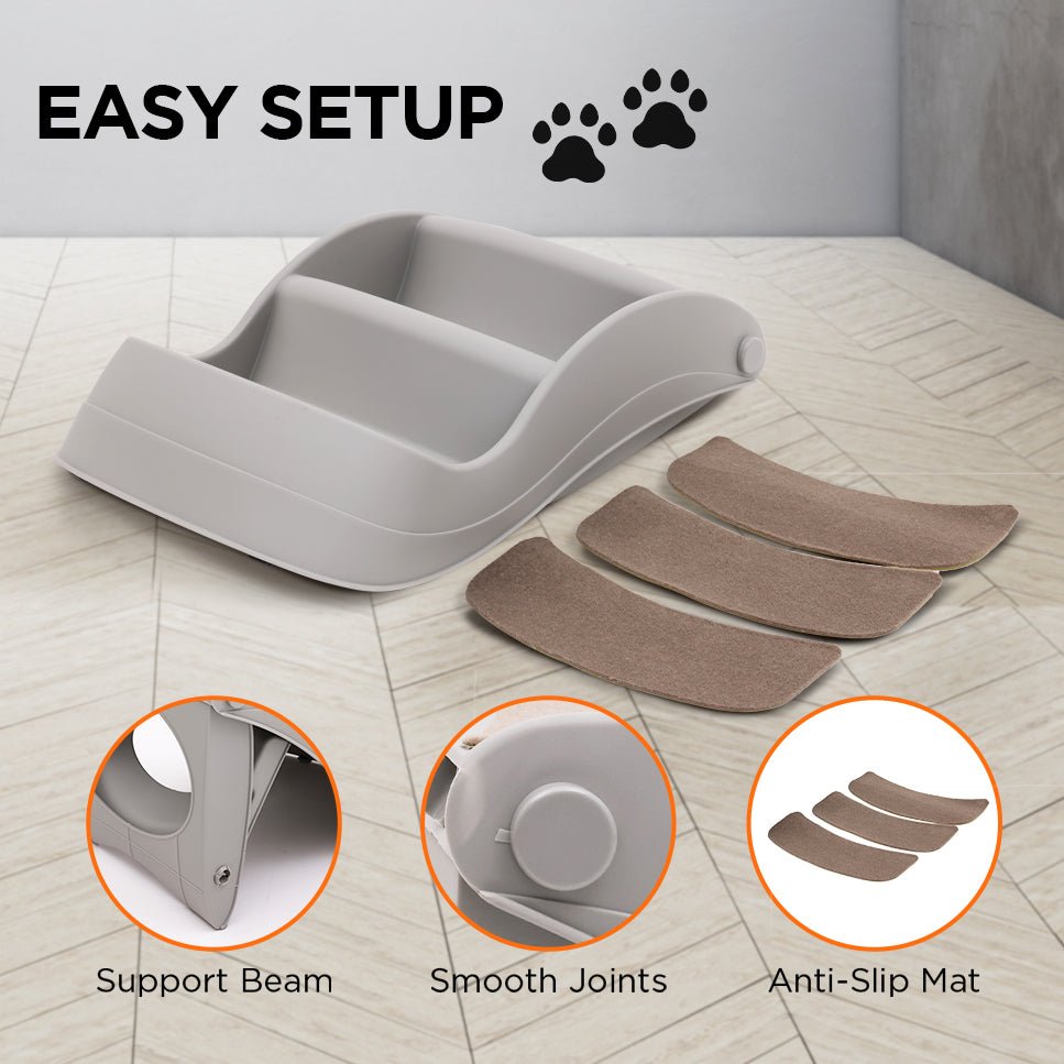 Furtastic 38cm Foldable Pet Stairs Ramp - Grey - DogsDomain.com.au