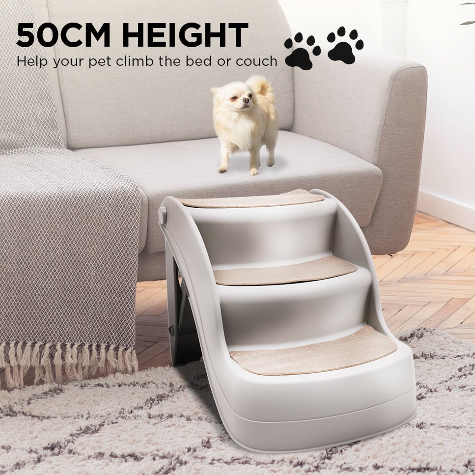 Furtastic 38cm Foldable Pet Stairs Ramp - Grey - DogsDomain.com.au