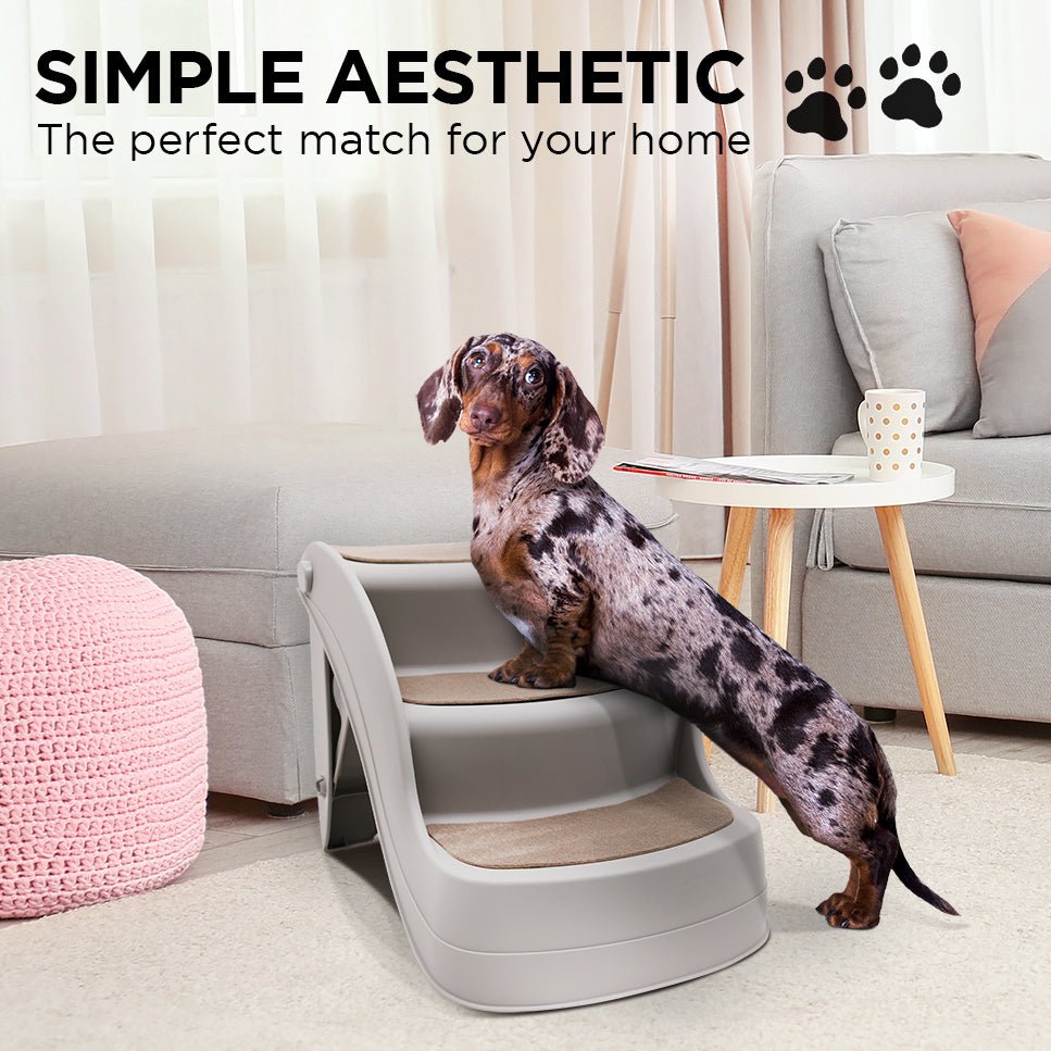 Furtastic 38cm Foldable Pet Stairs Ramp - Grey - DogsDomain.com.au