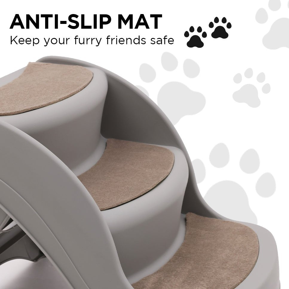 Furtastic 38cm Foldable Pet Stairs Ramp - Grey - DogsDomain.com.au