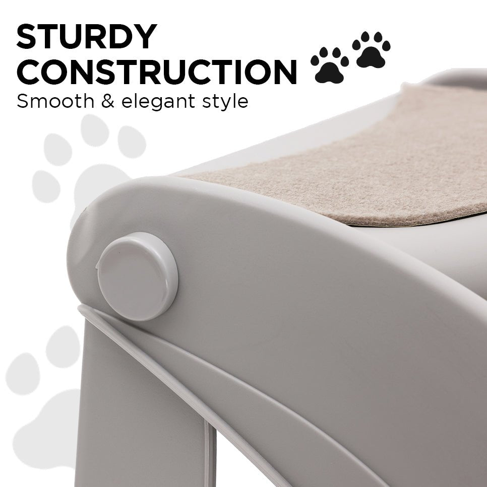 Furtastic 38cm Foldable Pet Stairs Ramp - Grey - DogsDomain.com.au