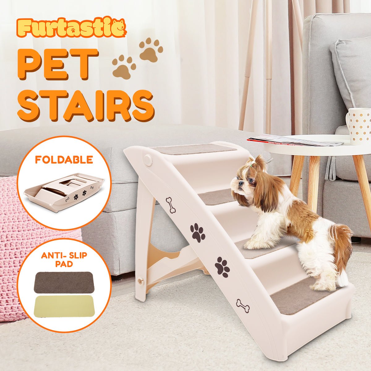 Furtastic 50cm Foldable Step Ladder Stairs - DogsDomain.com.au