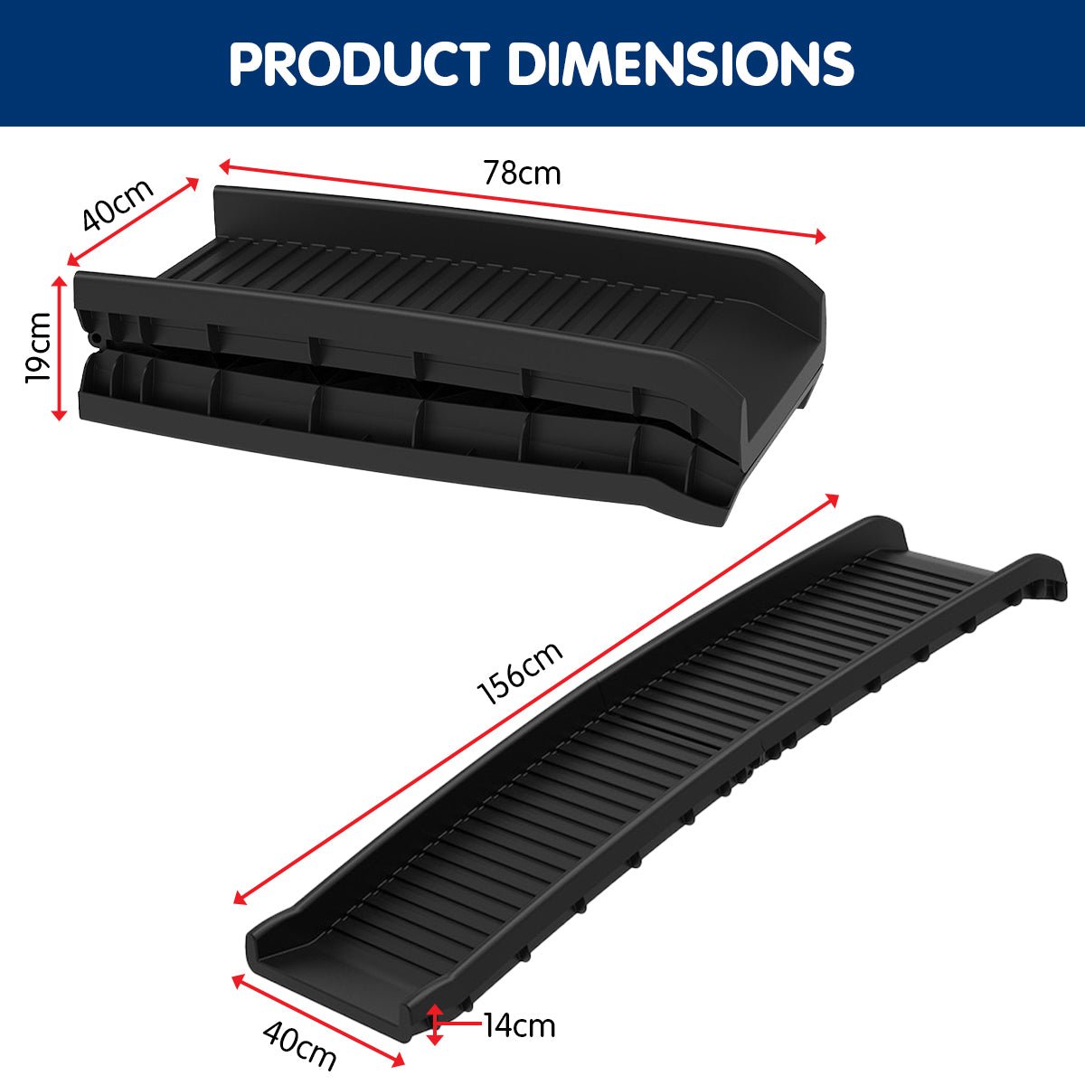Furtastic Foldable Car Dog Ramp Vehicle Ladder Step Stairs - Black - DogsDomain.com.au