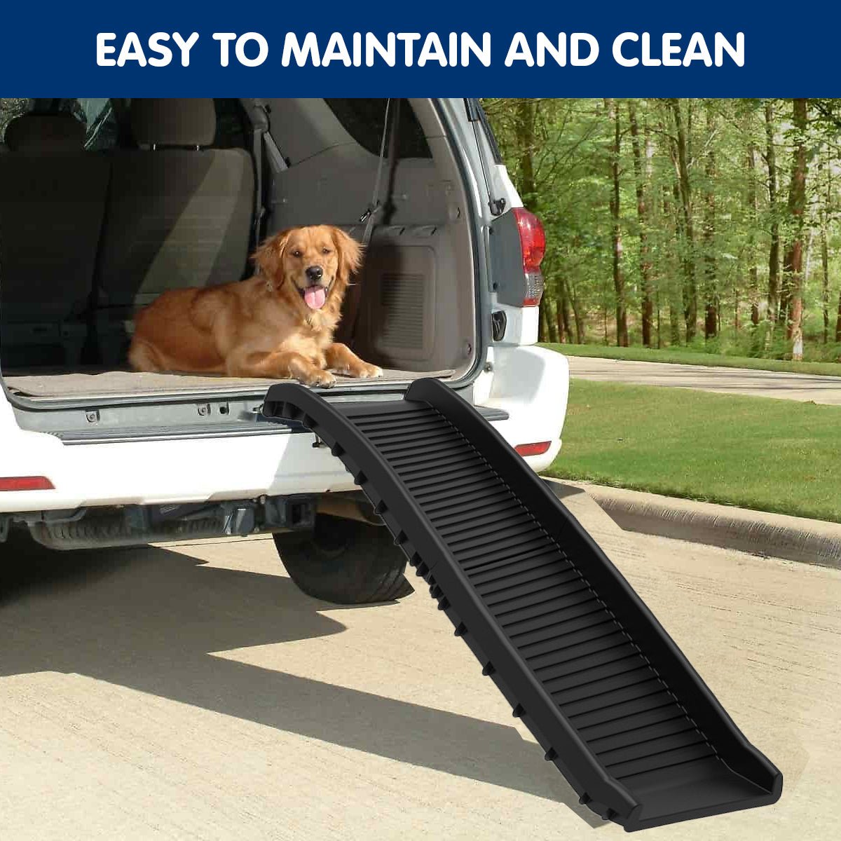 Furtastic Foldable Car Dog Ramp Vehicle Ladder Step Stairs - Black - DogsDomain.com.au