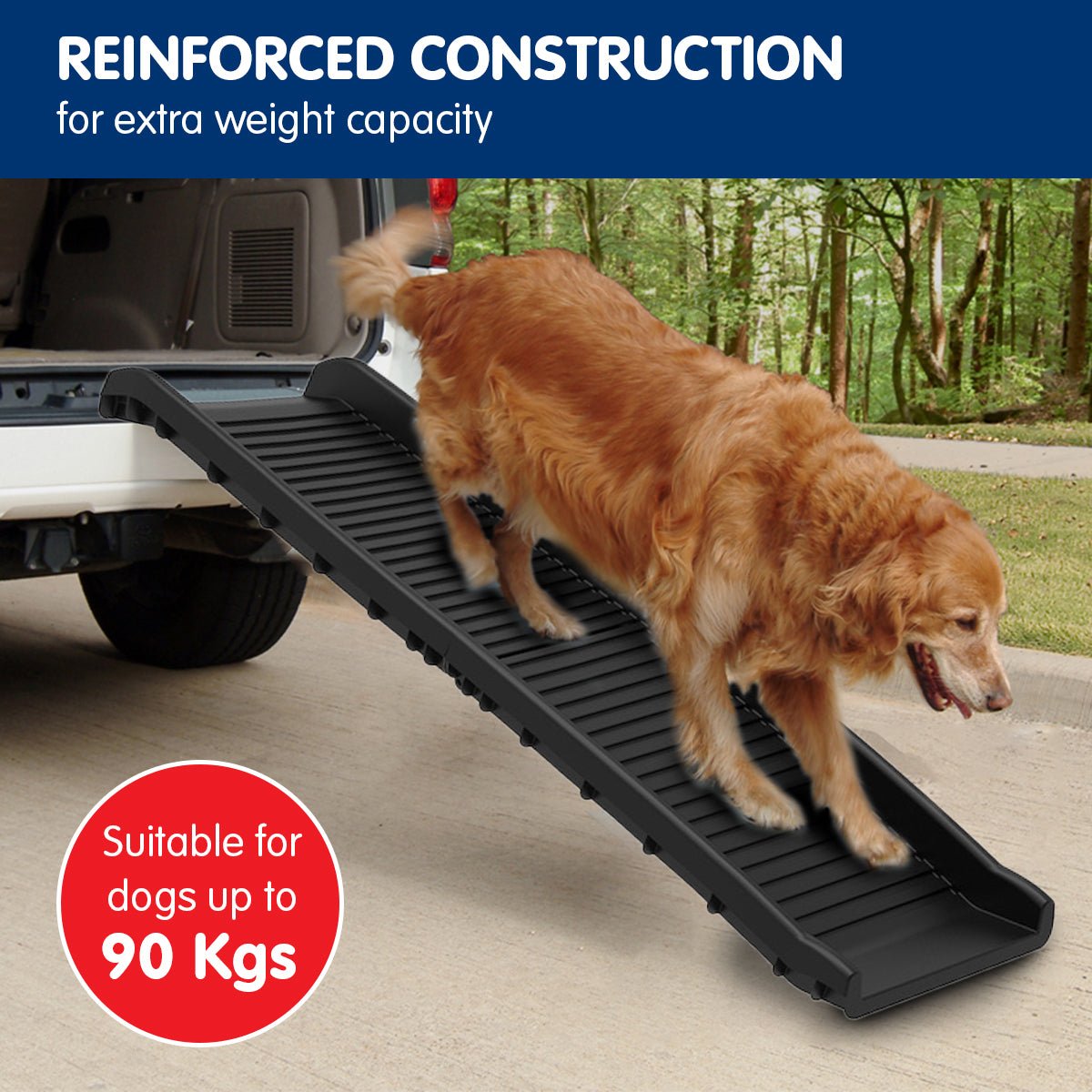 Furtastic Foldable Car Dog Ramp Vehicle Ladder Step Stairs - Black - DogsDomain.com.au