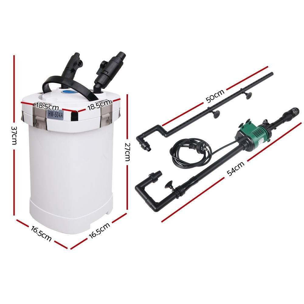 Giantz Aquarium External Canister Filter Aqua Fish Water Tank Sponge Pond 1250L - DogsDomain.com.au