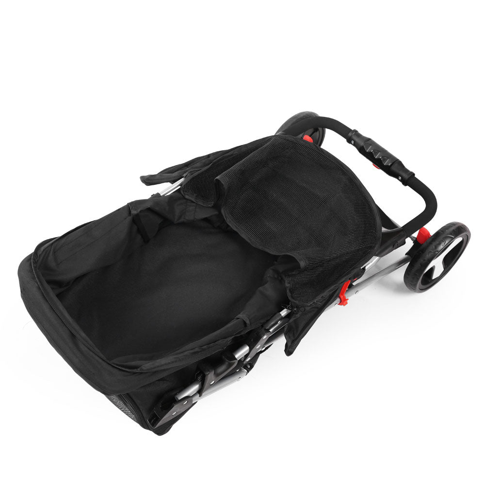 i.Pet 4 Wheel Pet Stroller - Black - DogsDomain.com.au