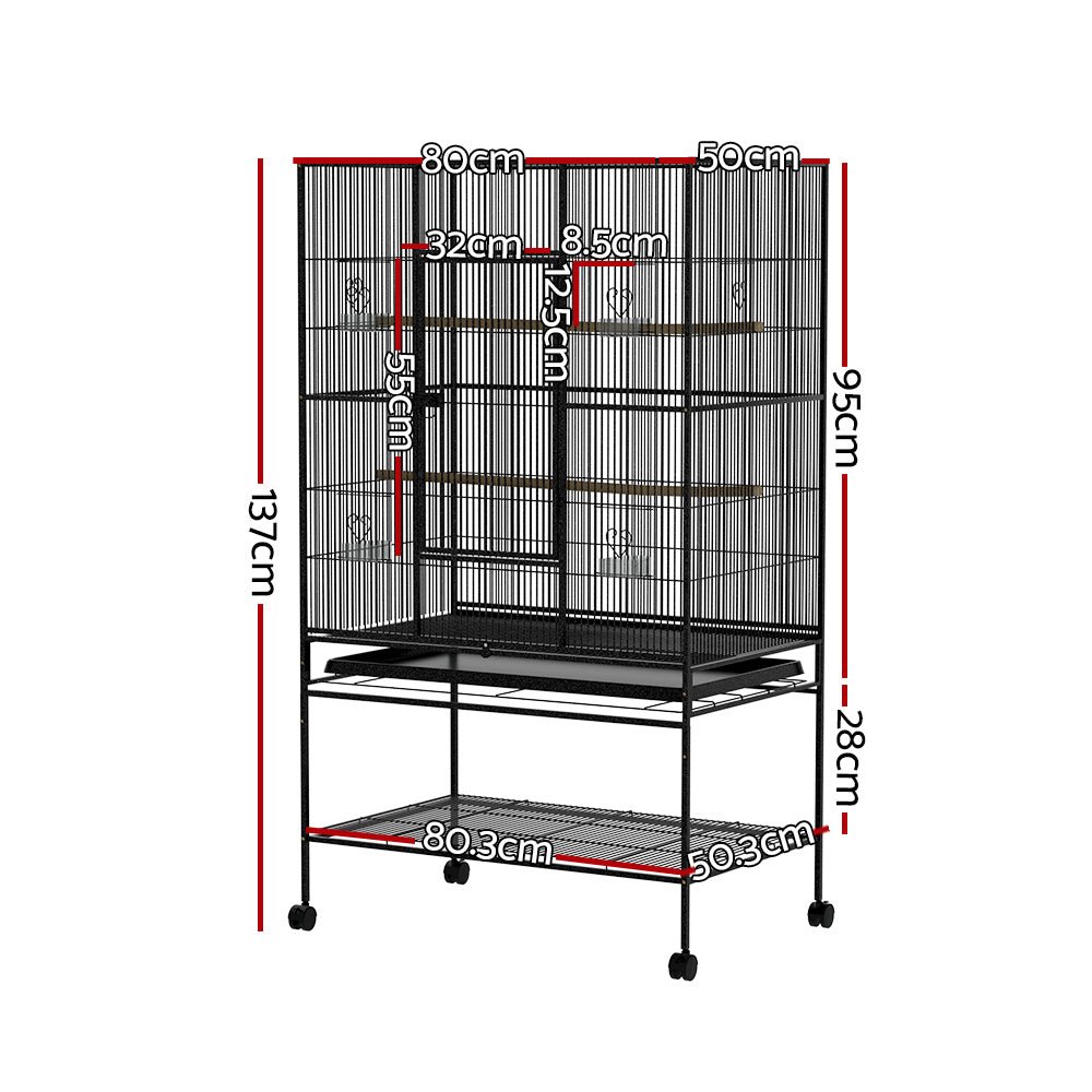 i.Pet Bird Cage Pet Cages Aviary 137CM Large Travel Stand Budgie Parrot Toys - DogsDomain.com.au