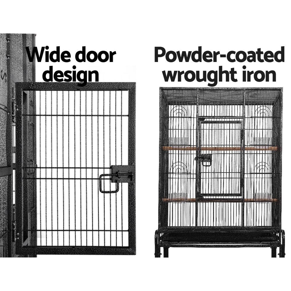 i.Pet Bird Cage Pet Cages Aviary 144CM Large Travel Stand Budgie Parrot Toys - DogsDomain.com.au