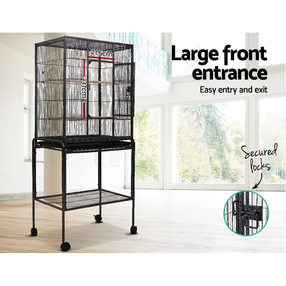 i.Pet Bird Cage Pet Cages Aviary 144CM Large Travel Stand Budgie Parrot Toys - DogsDomain.com.au
