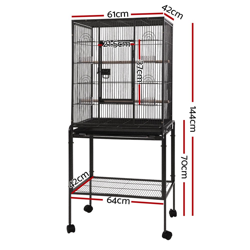 i.Pet Bird Cage Pet Cages Aviary 144CM Large Travel Stand Budgie Parrot Toys - DogsDomain.com.au