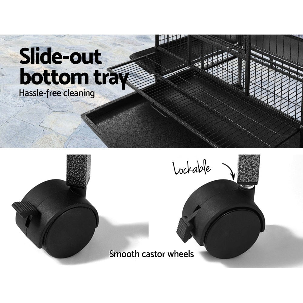 i.Pet Bird Cage Pet Cages Aviary 168CM Large Travel Stand Budgie Parrot Toys - DogsDomain.com.au