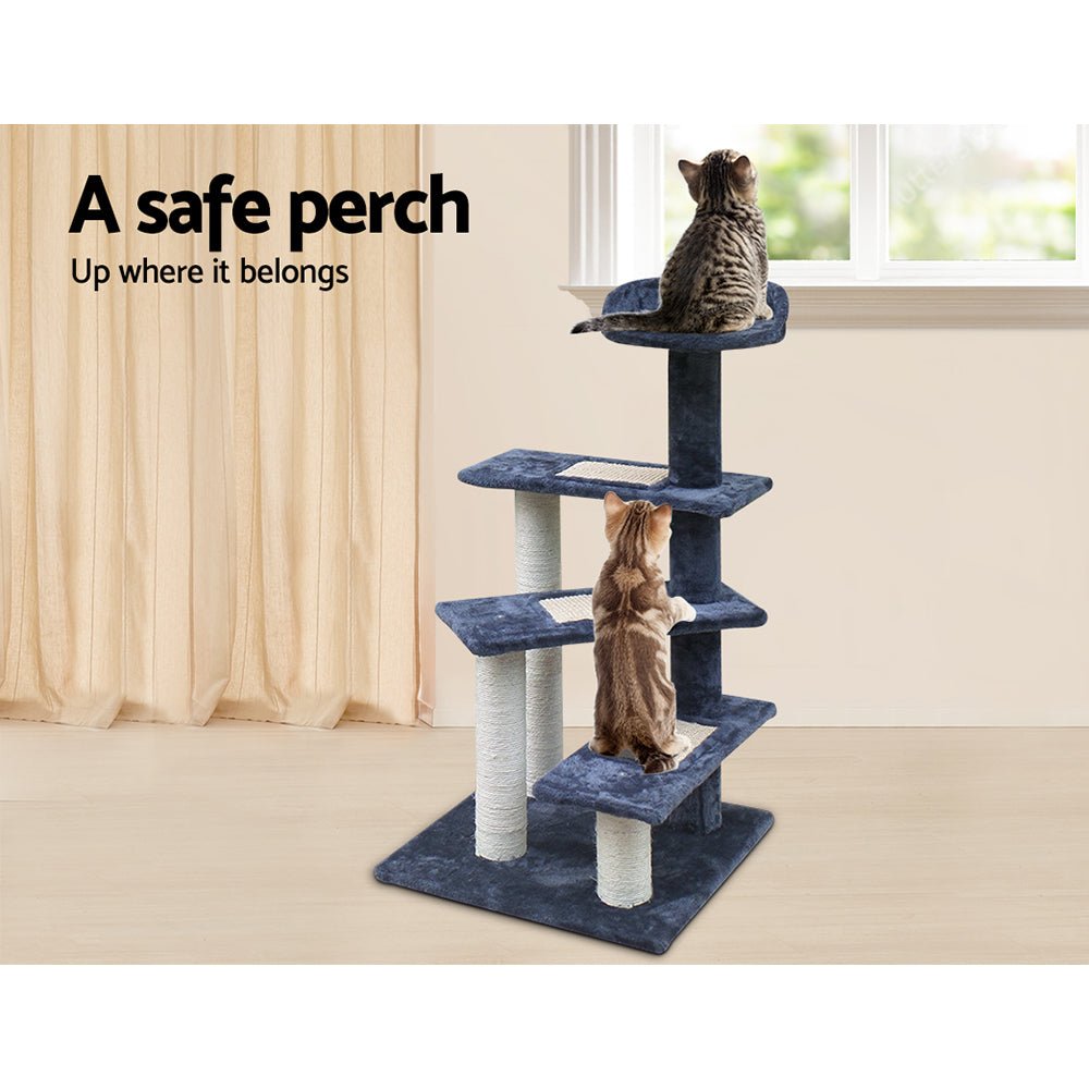i.Pet Cat Tree 100cm Trees Scratching Post Scratcher Tower Condo House Furniture Wood Steps - DogsDomain.com.au