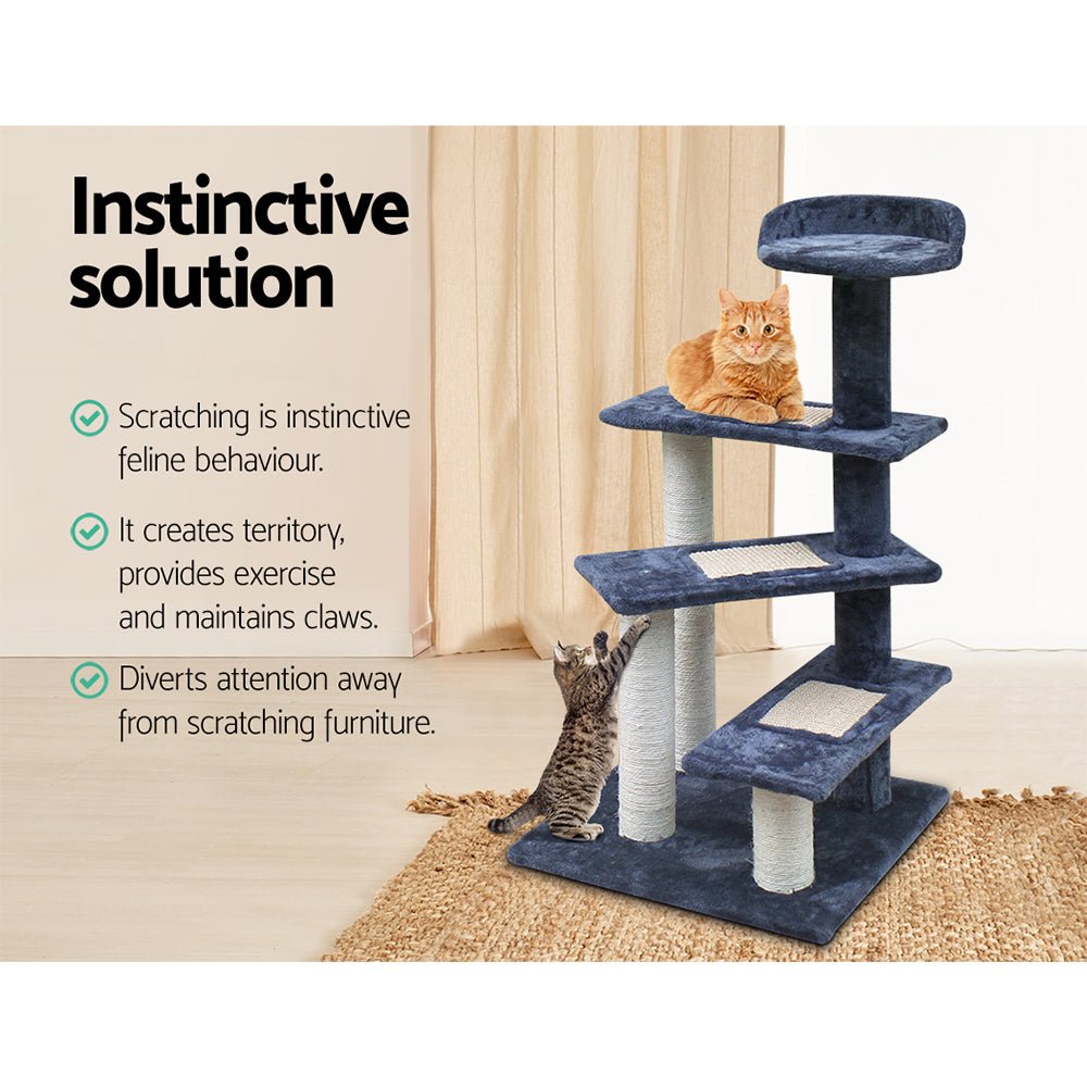 i.Pet Cat Tree 100cm Trees Scratching Post Scratcher Tower Condo House Furniture Wood Steps - DogsDomain.com.au