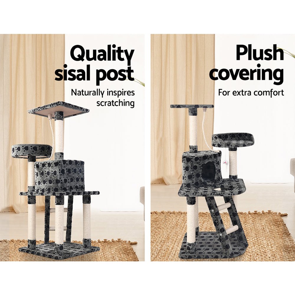 i.Pet Cat Tree 120cm Trees Scratching Post Scratcher Tower Condo House Furniture Wood 120cm - DogsDomain.com.au