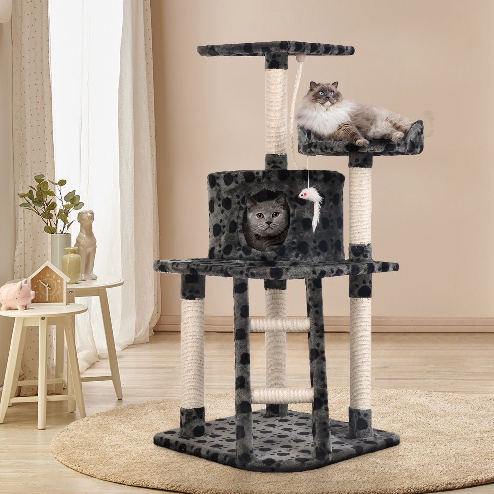 i.Pet Cat Tree 120cm Trees Scratching Post Scratcher Tower Condo House Furniture Wood 120cm - DogsDomain.com.au