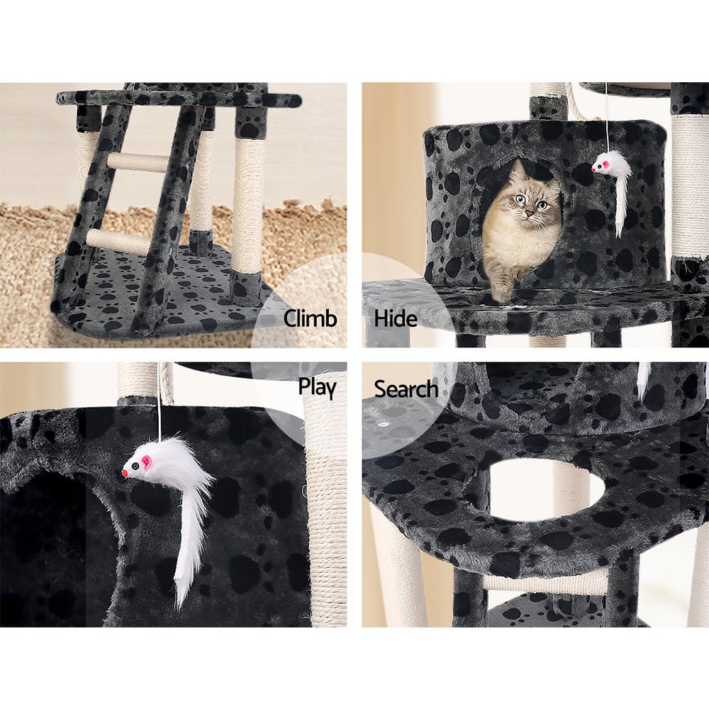i.Pet Cat Tree 120cm Trees Scratching Post Scratcher Tower Condo House Furniture Wood 120cm - DogsDomain.com.au