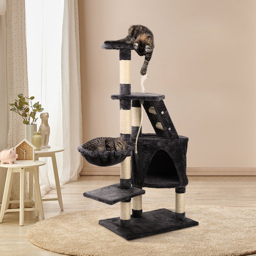 i.Pet Cat Tree 120cm Trees Scratching Post Scratcher Tower Condo House Furniture Wood Multi Level - DogsDomain.com.au