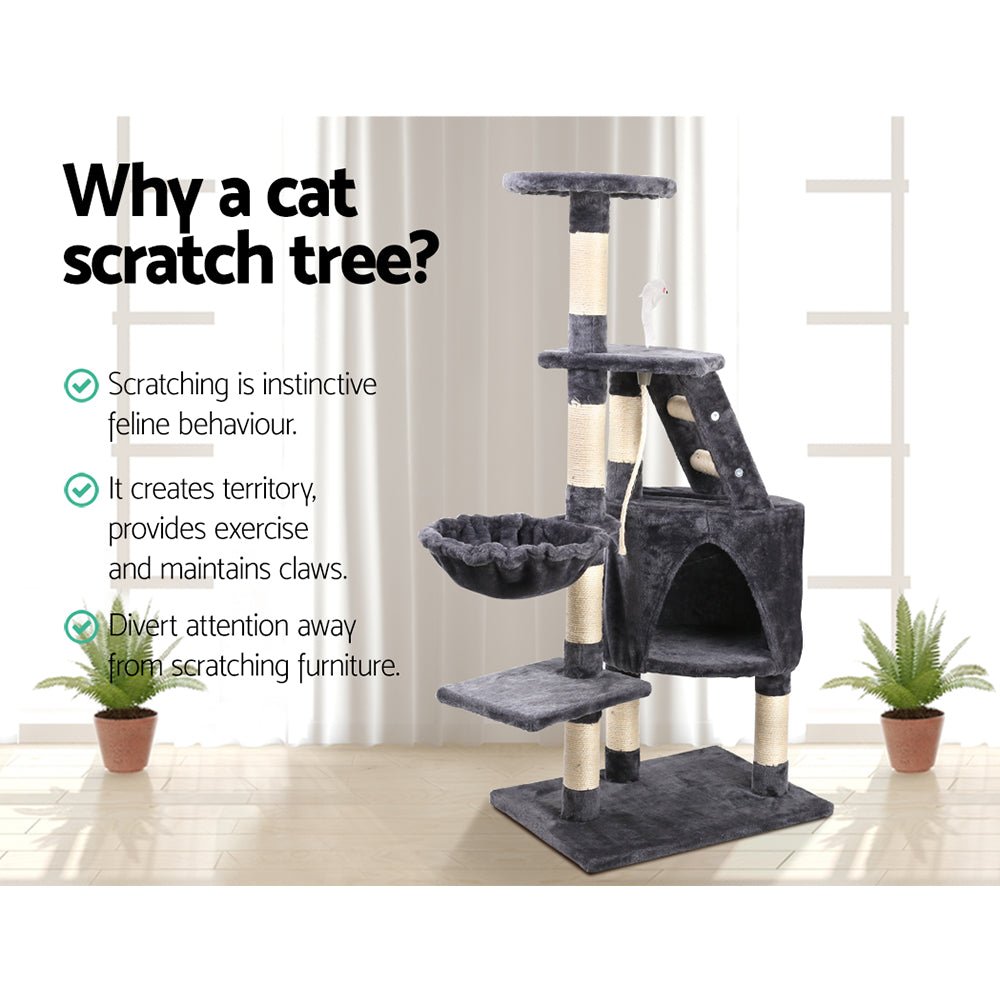 i.Pet Cat Tree 120cm Trees Scratching Post Scratcher Tower Condo House Furniture Wood Multi Level - DogsDomain.com.au