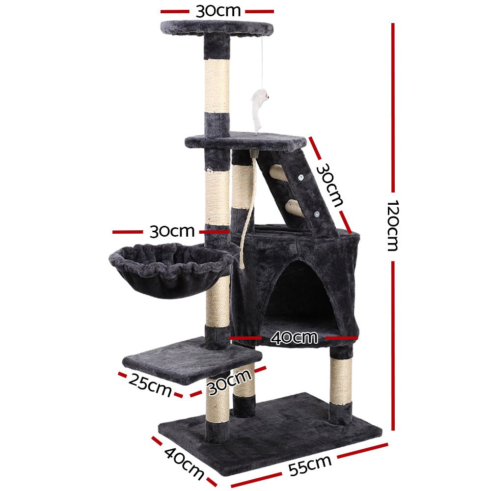 i.Pet Cat Tree 120cm Trees Scratching Post Scratcher Tower Condo House Furniture Wood Multi Level - DogsDomain.com.au