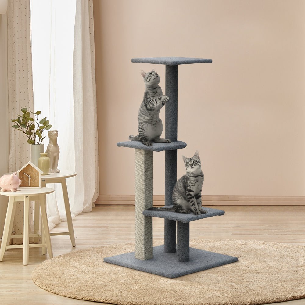 i.Pet Cat Tree 124cm Trees Scratching Post Scratcher Tower Condo House Furniture Wood Steps - DogsDomain.com.au