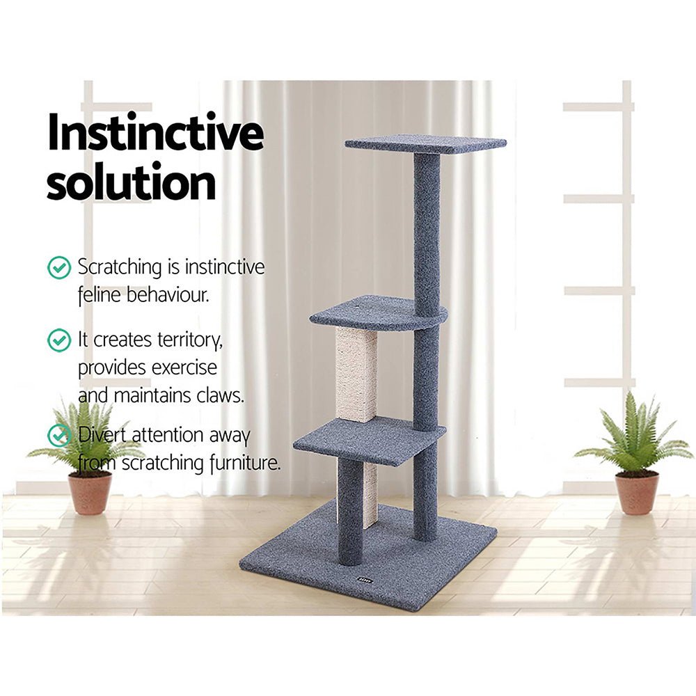 i.Pet Cat Tree 124cm Trees Scratching Post Scratcher Tower Condo House Furniture Wood Steps - DogsDomain.com.au