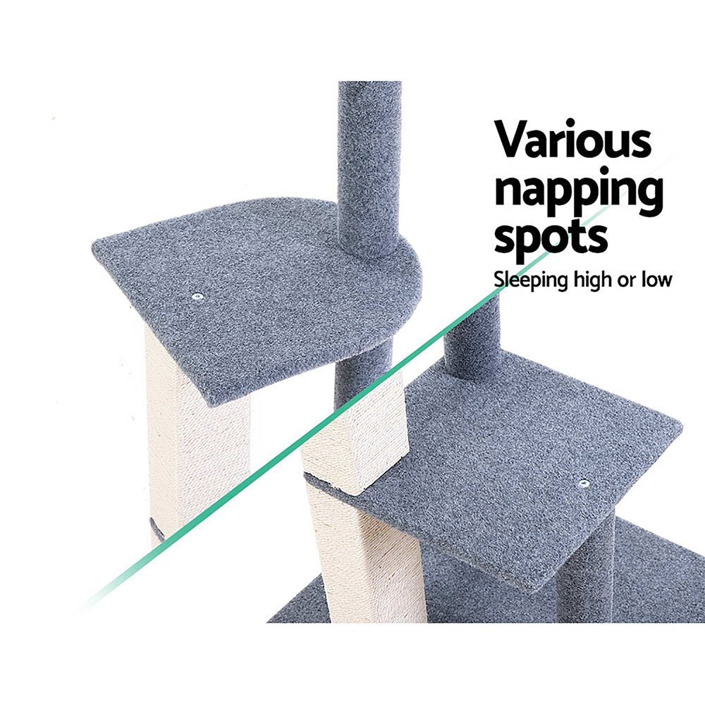 i.Pet Cat Tree 124cm Trees Scratching Post Scratcher Tower Condo House Furniture Wood Steps - DogsDomain.com.au