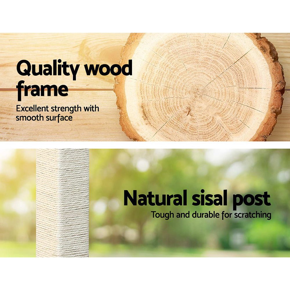 i.Pet Cat Tree 124cm Trees Scratching Post Scratcher Tower Condo House Furniture Wood Steps - DogsDomain.com.au