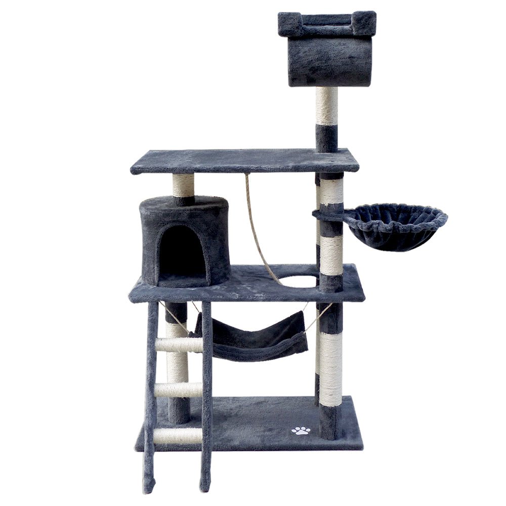 i.Pet Cat Tree 141cm Trees Scratching Post Scratcher Tower Condo House Furniture Wood - DogsDomain.com.au