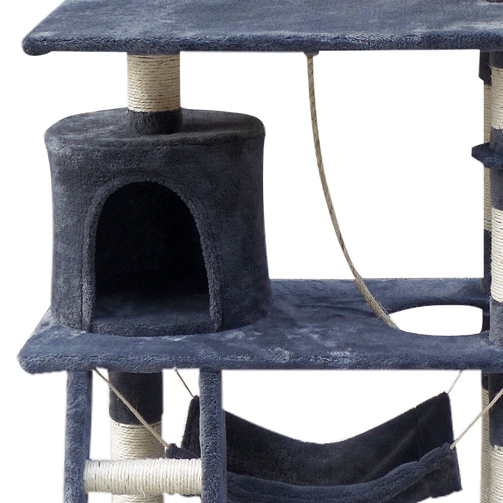 i.Pet Cat Tree 141cm Trees Scratching Post Scratcher Tower Condo House Furniture Wood - DogsDomain.com.au